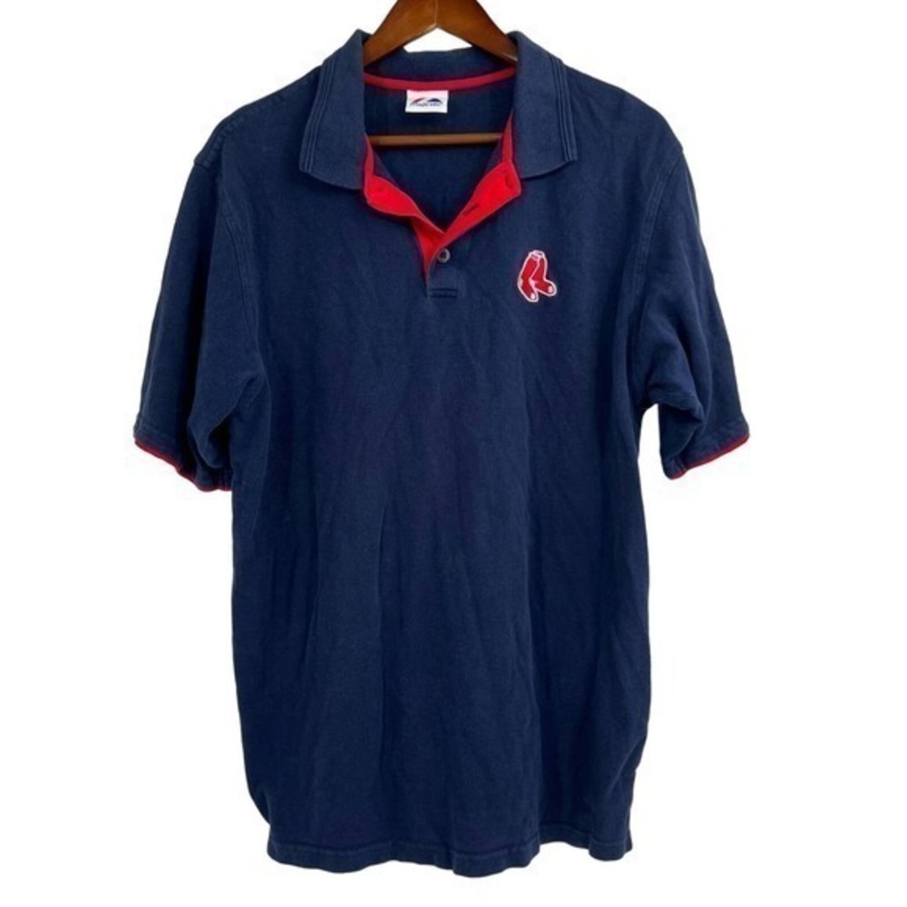 Majestic navy blue Boston red sox emblem short sleeve men's polo size large / XL